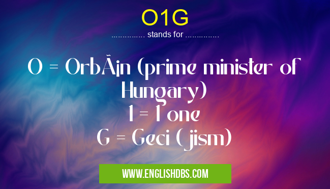 O1G means O = Orbán (prime minister of Hungary)
1 = 1 one
G = Geci (jism) O1G