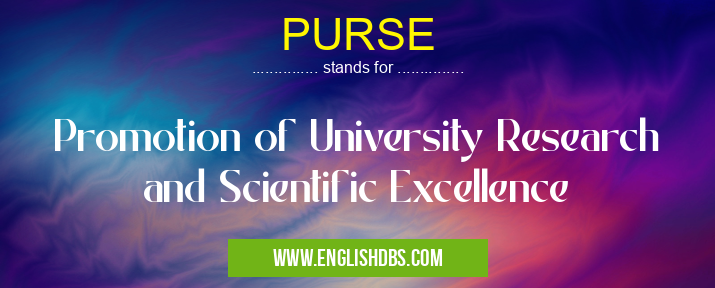 PURSE means Promotion of University Research and Scientific Excellence PURSE