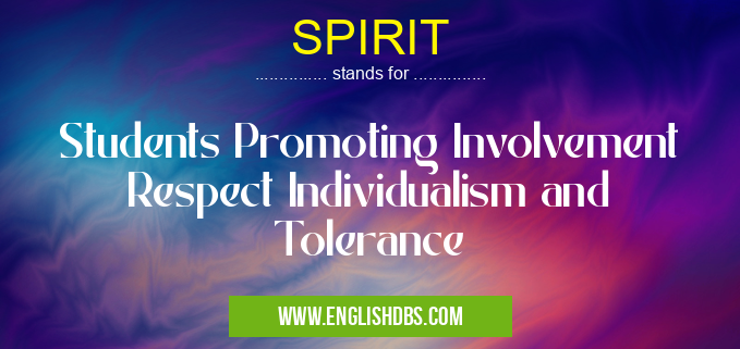 SPIRIT means Students Promoting Involvement Respect Individualism and Tolerance SPIRIT