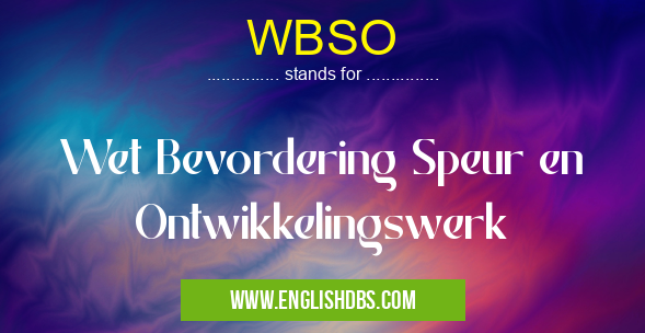 WBSO means Wet Bevordering Speur en Ontwikkelingswerk WBSO