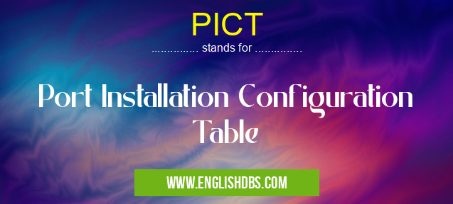 PICT means Port Installation Configuration Table PICT