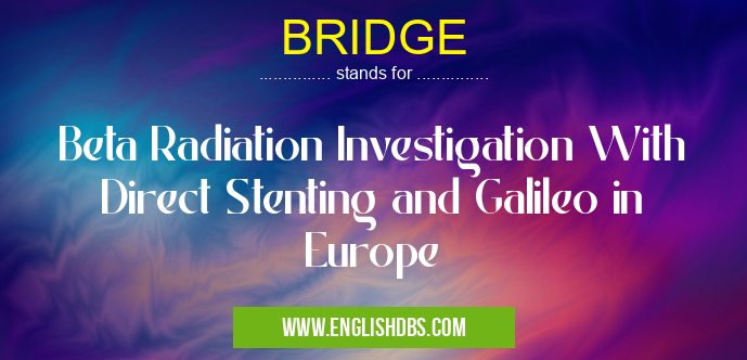BRIDGE means Beta Radiation Investigation With Direct Stenting and Galileo in Europe BRIDGE