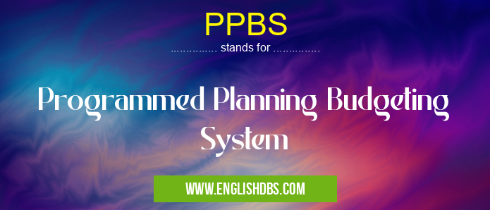 PPBS means Programmed Planning Budgeting System PPBS