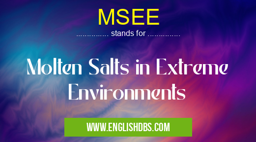 MSEE means Molten Salts in Extreme Environments MSEE