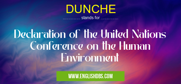 DUNCHE means Declaration of the United Nations Conference on the Human Environment DUNCHE