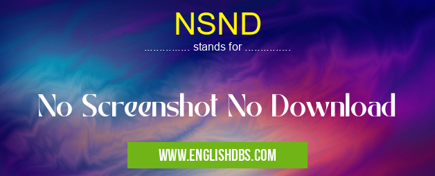NSND means No Screenshot No Download NSND