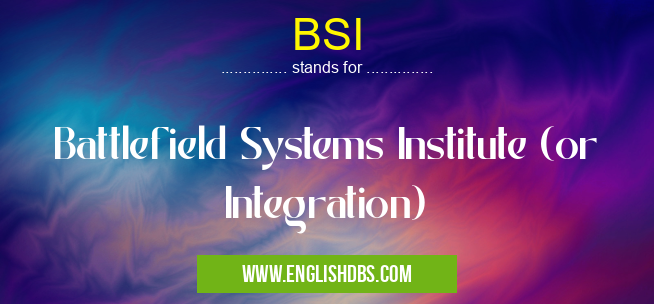 BSI means Battlefield Systems Institute (or Integration) BSI