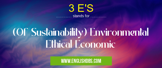3 E'S means (Of Sustainability) Environmental Ethical Economic 3 E'S