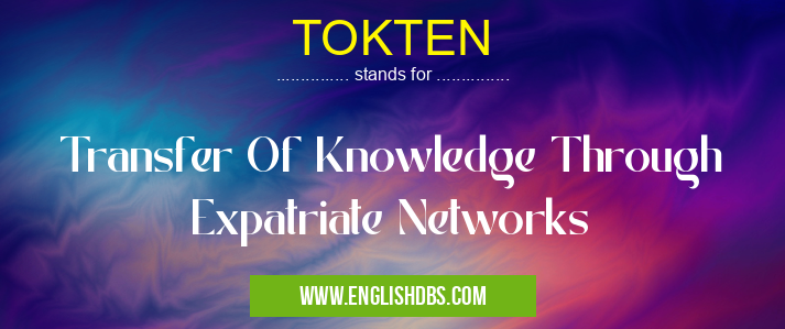 TOKTEN means Transfer Of Knowledge Through Expatriate Networks TOKTEN