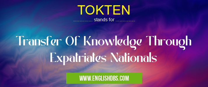 TOKTEN means Transfer Of Knowledge Through Expatriates Nationals TOKTEN