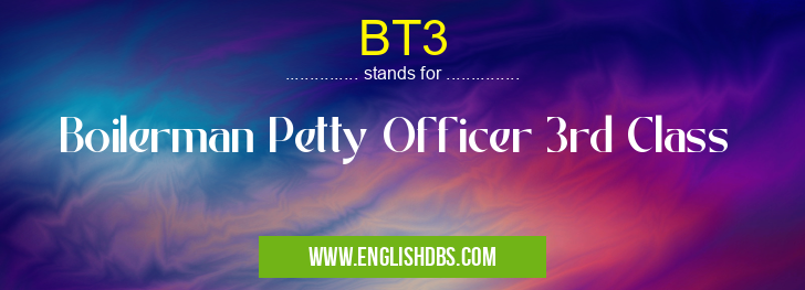BT3 means Boilerman Petty Officer 3rd Class BT3