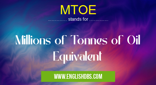 MTOE means Millions of Tonnes of Oil Equivalent MTOE