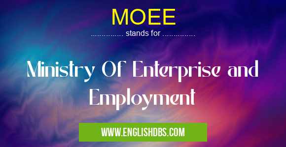 MOEE means Ministry Of Enterprise and Employment MOEE