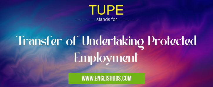 TUPE means Transfer of Undertaking Protected Employment TUPE