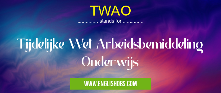 TWAO means Tijdelijke Wet Arbeidsbemiddeling Onderwijs TWAO