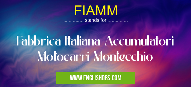 FIAMM means Fabbrica Italiana Accumulatori Motocarri Montecchio FIAMM