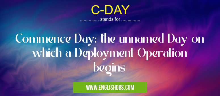 C-DAY means Commence Day; the unnamed Day on which a Deployment Operation begins C-DAY