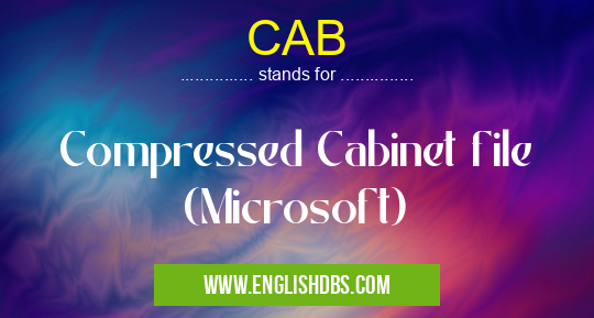 CAB means Compressed Cabinet file (Microsoft) CAB