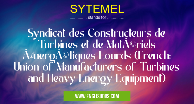 SYTEMEL means Syndicat des Constructeurs de Turbines et de Matériels Énergétiques Lourds (French: Union of Manufacturers of Turbines and Heavy Energy Equipment) SYTEMEL