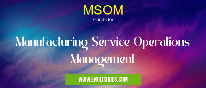 MSOM means Manufacturing Service Operations Management MSOM