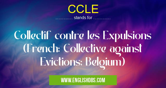 CCLE means Collectif contre les Expulsions (French: Collective against Evictions; Belgium) CCLE