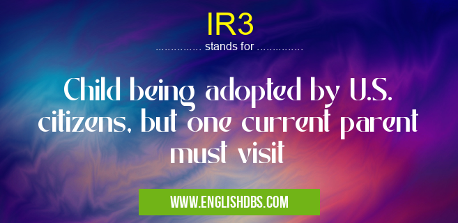 IR3 means Child being adopted by U.S. citizens, but one current parent must visit IR3
