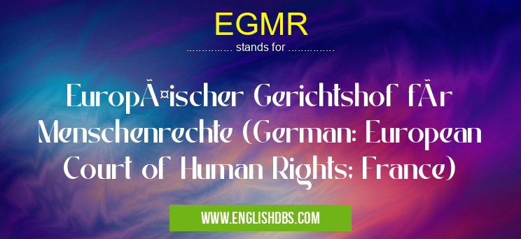 EGMR means Europäischer Gerichtshof für Menschenrechte (German: European Court of Human Rights; France) EGMR