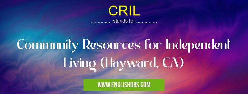 CRIL means Community Resources for Independent Living (Hayward, CA) CRIL