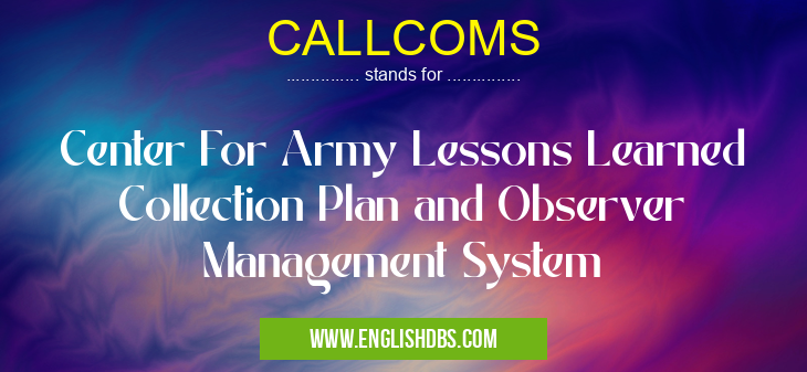 CALLCOMS means Center For Army Lessons Learned Collection Plan and Observer Management System CALLCOMS