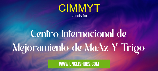 CIMMYT means Centro Internacional de Mejoramiento de MaÃz Y Trigo CIMMYT
