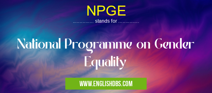 NPGE means National Programme on Gender Equality NPGE