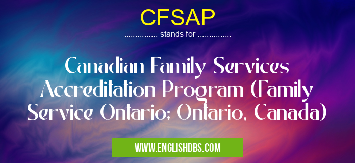 CFSAP means Canadian Family Services Accreditation Program (Family Service Ontario; Ontario, Canada) CFSAP