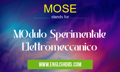 MOSE means MOdulo Sperimentale Elettromeccanico MOSE