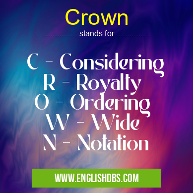 Crown means C - Considering
R - Royalty
O - Ordering
W - Wide
N - Notation Crown