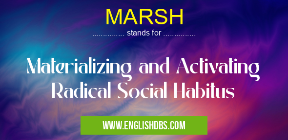 MARSH means Materializing and Activating Radical Social Habitus MARSH
