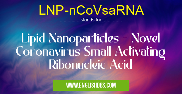 LNP-nCoVsaRNA means Lipid Nanoparticles - Novel Coronavirus Small Activating Ribonucleic Acid LNP-nCoVsaRNA