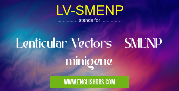 LV-SMENP means Lenticular Vectors - SMENP minigene LV-SMENP