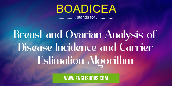 BOADICEA means Breast and Ovarian Analysis of Disease Incidence and Carrier Estimation Algorithm BOADICEA