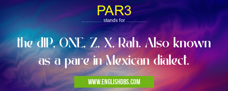 PAR3 means the dIP, ONE, Z, X, Rah. Also known as a pare in Mexican dialect. PAR3