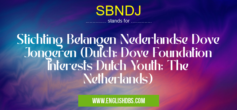 SBNDJ means Stichting Belangen Nederlandse Dove Jongeren (Dutch: Dove Foundation Interests Dutch Youth; The Netherlands) SBNDJ