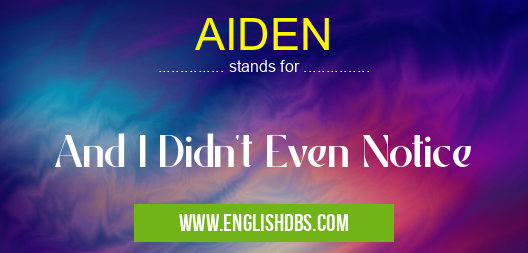 AIDEN means And I Didn't Even Notice AIDEN