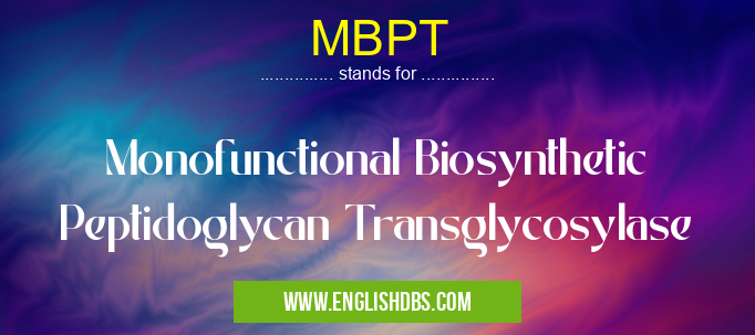 MBPT means Monofunctional Biosynthetic Peptidoglycan Transglycosylase MBPT