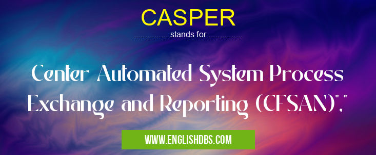 CASPER means Center Automated System Process Exchange and Reporting (CFSAN) CASPER