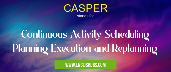 CASPER means Continuous Activity Scheduling Planning Execution and Replanning CASPER