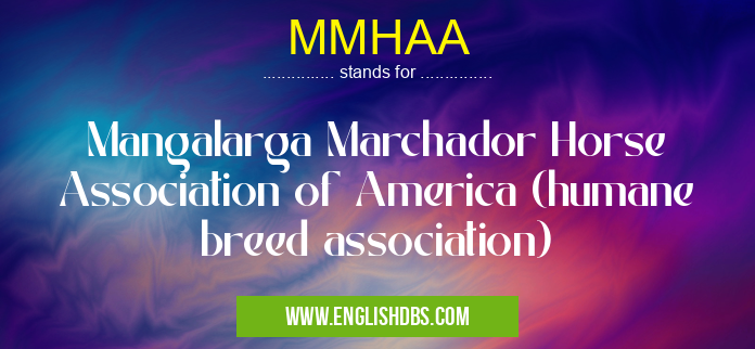 MMHAA means Mangalarga Marchador Horse Association of America (humane breed association) MMHAA