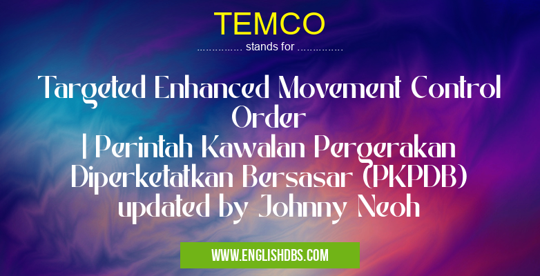 TEMCO means Targeted Enhanced Movement Control Order
| Perintah Kawalan Pergerakan Diperketatkan Bersasar (PKPDB)
updated by Johnny Neoh TEMCO
