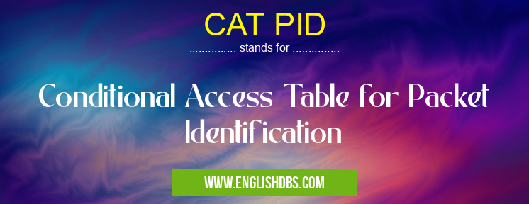 CAT PID means Conditional Access Table for Packet Identification CAT PID
