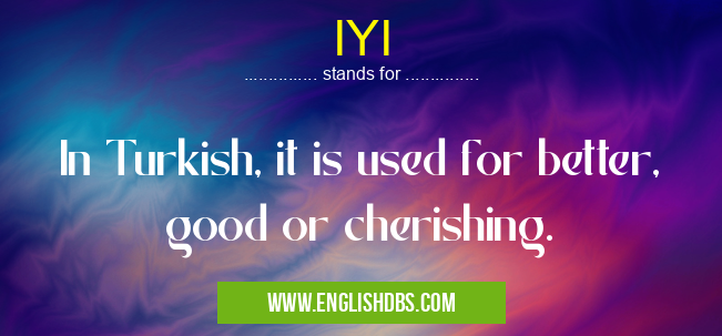 IYI means In Turkish, it is used for better, good or cherishing. IYI