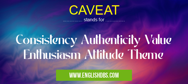 CAVEAT means Consistency Authenticity Value Enthusiasm Attitude Theme CAVEAT
