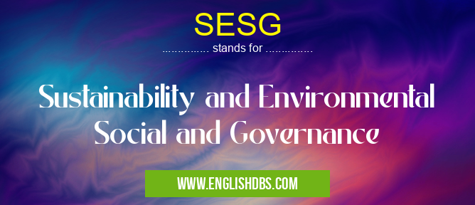 SESG means Sustainability and Environmental Social and Governance SESG
